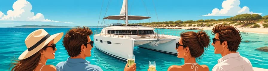 Travesía exclusiva de un día en catamarán por Platja de Migjorn