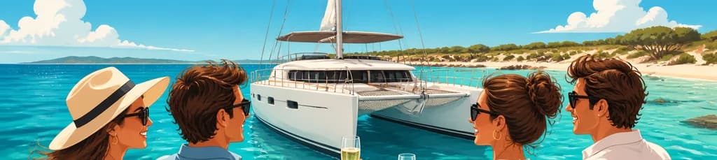 Travesía exclusiva de un día en catamarán por Platja de Migjorn