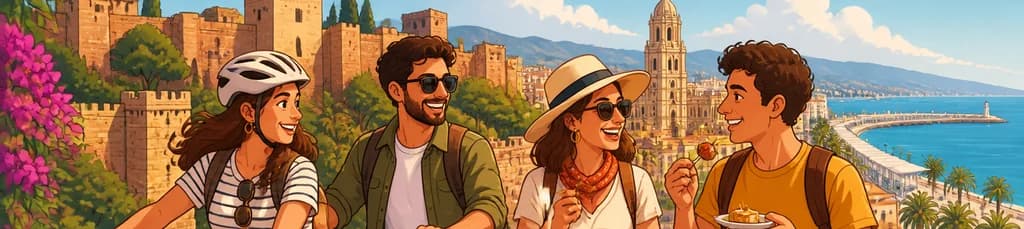 Experiencia de tour en bicicleta eléctrica y a pie por Málaga: monumentos y tapas