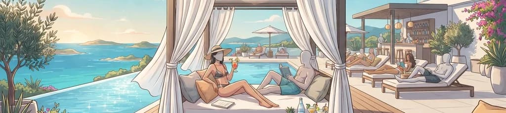 Pase de un día al rooftop con cama balinesa y 200 € de crédito en comida y bebida