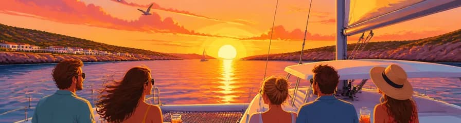 Viaje en catamarán por la Bahía de Fornells al atardecer