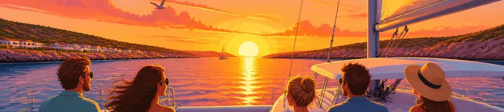 Viaje en catamarán por la Bahía de Fornells al atardecer