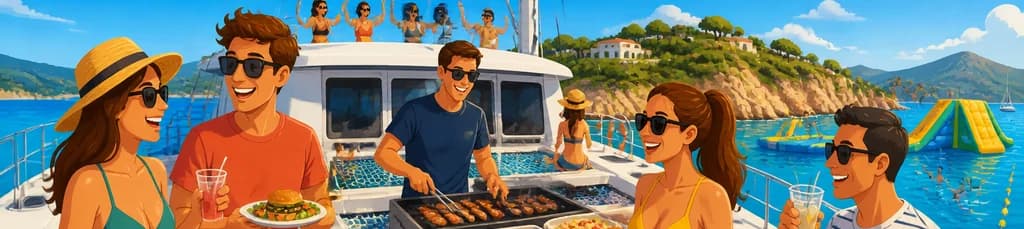 Excursión en catamarán por la Costa Brava con almuerzo barbacoa