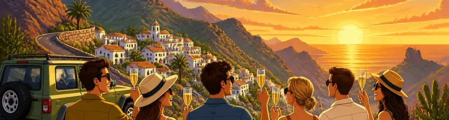 Viaje por carretera VIP en grupo íntimo a los pueblos de montaña de Mogán con Prosecco al atardecer