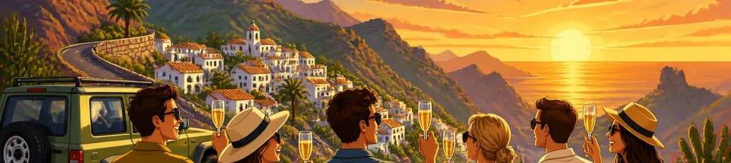 Viaje por carretera VIP en grupo íntimo a los pueblos de montaña de Mogán con Prosecco al atardecer