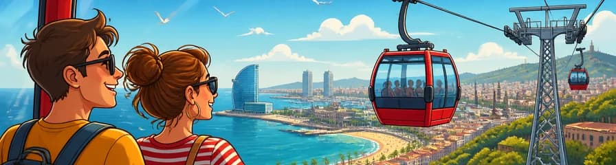 Teleférico de Barcelona: viaje de ida y vuelta desde la playa de la Barceloneta
