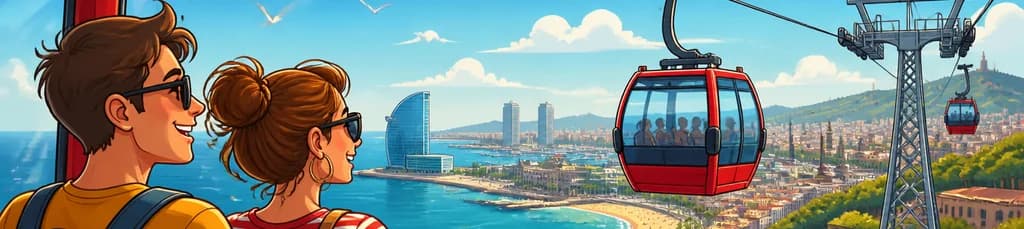 Teleférico de Barcelona: viaje de ida y vuelta desde la playa de la Barceloneta