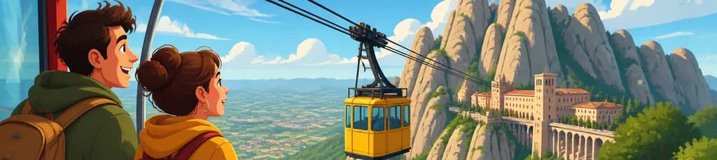 Viaje de ascenso en el teleférico de Montserrat