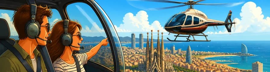 Vuelo en helicóptero por el horizonte de Barcelona