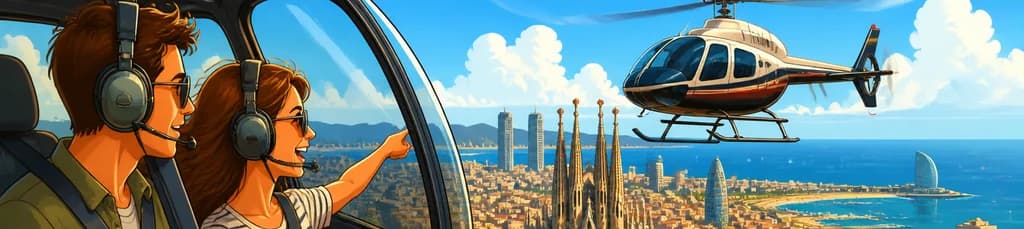 Vuelo en helicóptero por el horizonte de Barcelona