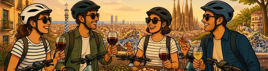 Recorrido guiado en bicicleta eléctrica por Barcelona: Vinos y Tapas