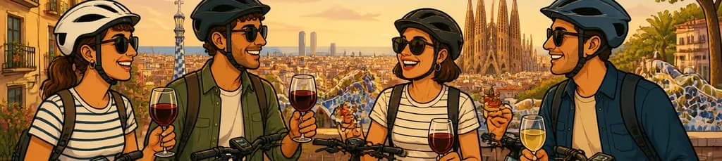 Recorrido guiado en bicicleta eléctrica por Barcelona: Vinos y Tapas