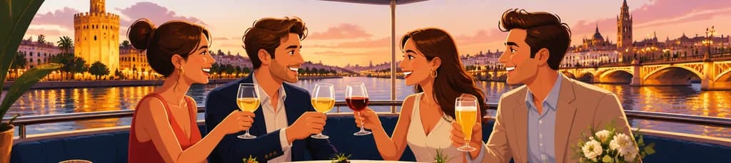 Crucero en barco por Sevilla: Almuerzo o cena de 5 platos con bebidas ilimitadas