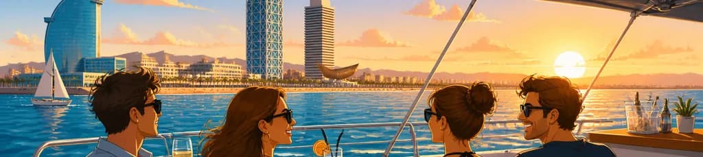 Crucero Premium en Catamarán por Barcelona: al Atardecer o Durante el Día