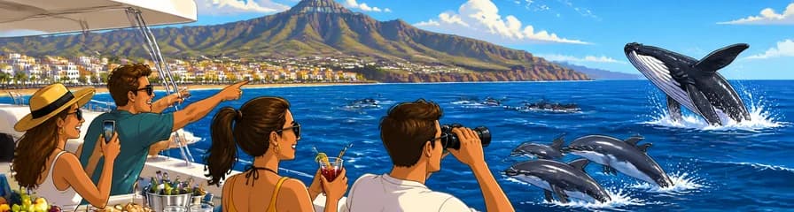 Avistamiento de ballenas y delfines en catamarán de 3 horas con servicio de catering en Tenerife