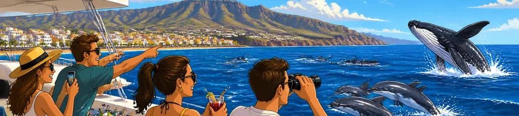 Avistamiento de ballenas y delfines en catamarán de 3 horas con servicio de catering en Tenerife
