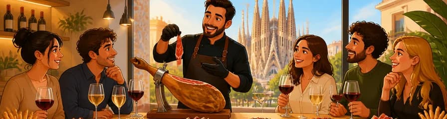 Experiencia de cata definitiva de jamón y vino guiada en Barcelona
