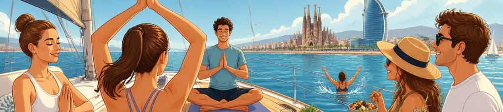 Experiencia de Navegación en Barcelona con Yoga y Brunch Saludable