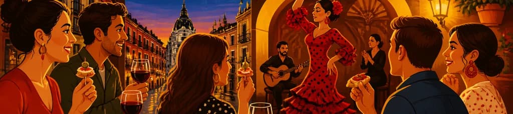 Recorrido guiado de degustación de tapas en Madrid con espectáculo de flamenco