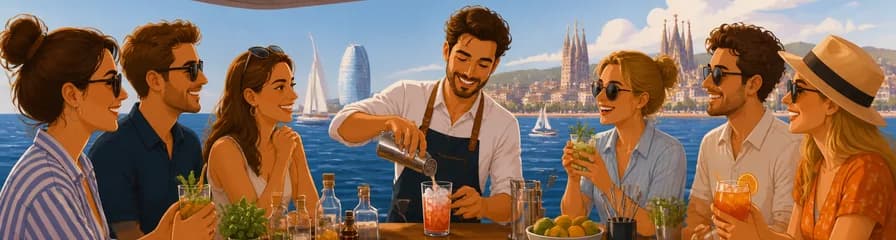 Taller de cócteles y navegación premium en grupo reducido por Barcelona
