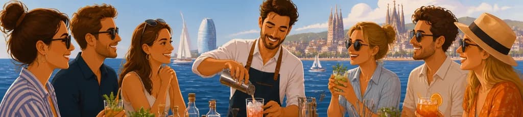 Taller de cócteles y navegación premium en grupo reducido por Barcelona