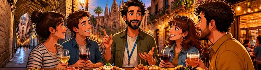 Recorrido guiado de tapas con bebidas por el Barrio Gótico y El Born en Barcelona