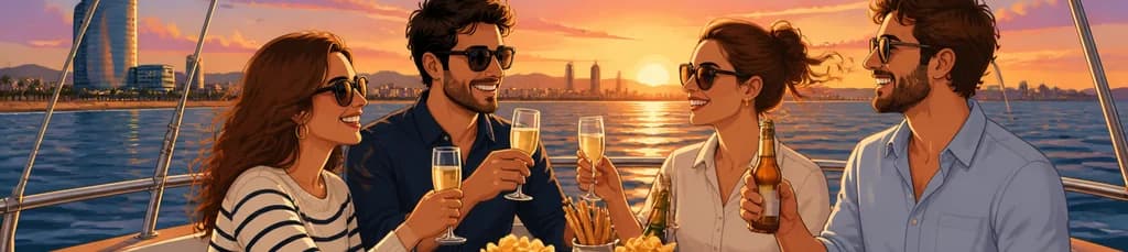 Navegación en grupo reducido por Barcelona con bebidas y aperitivos