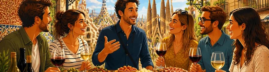 Recorrido guiado de comida y vino en Barcelona para grupos pequeños