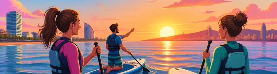 Paddle Surf guiado al amanecer en Barcelona