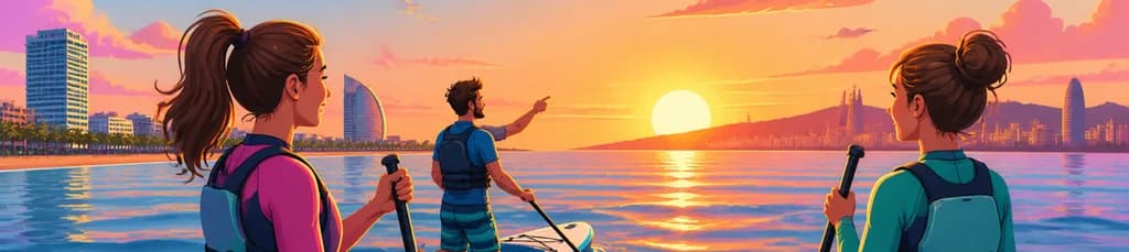 Paddle Surf guiado al amanecer en Barcelona