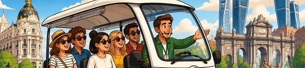 Recorrido guiado de una hora y media en tuk-tuk eléctrico por Madrid