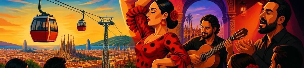 Teleférico de Barcelona y Espectáculo de Flamenco