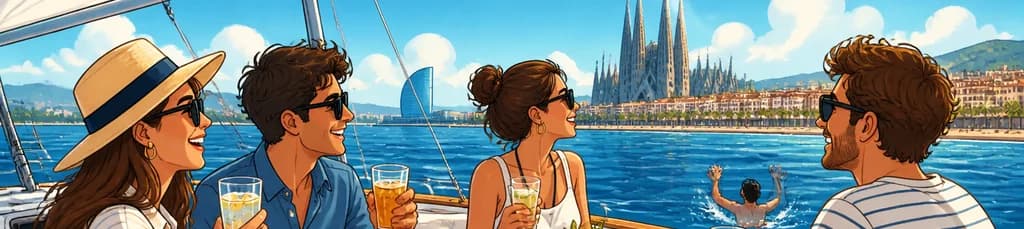 Travesía de una hora en velero por Barcelona con bebidas y aperitivos