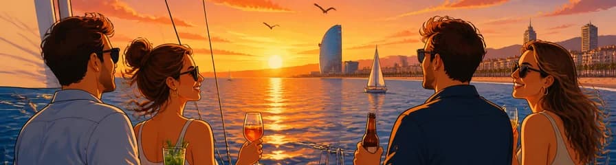 Recorrido en velero al atardecer en Barcelona con bebidas
