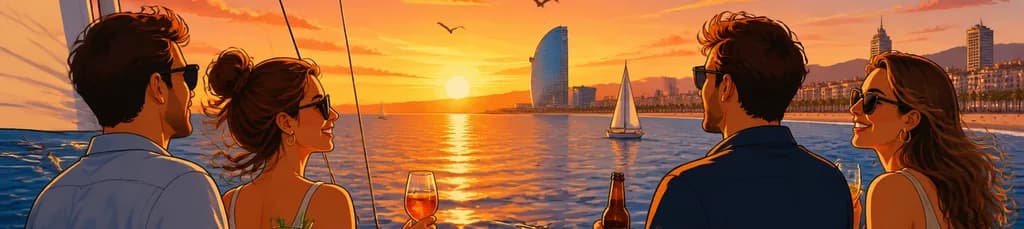 Recorrido en velero al atardecer en Barcelona con bebidas