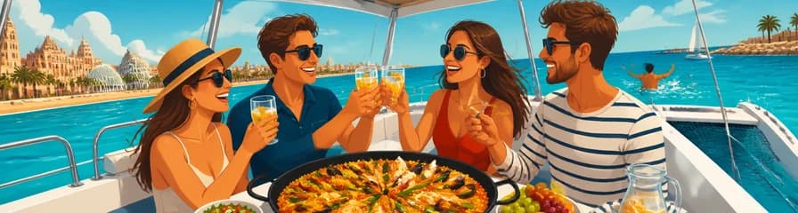 Crucero en catamarán por Valencia con degustación de paella valenciana