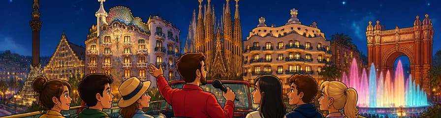 Tour nocturno guiado en autobús por Barcelona