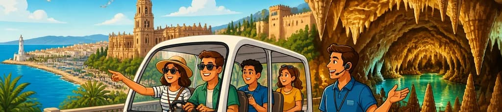 Descubre Málaga: Tour Guiado en Coche Eléctrico con Entrada a la Cueva del Tesoro