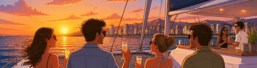 Crucero en catamarán al atardecer en Málaga con bebida incluida