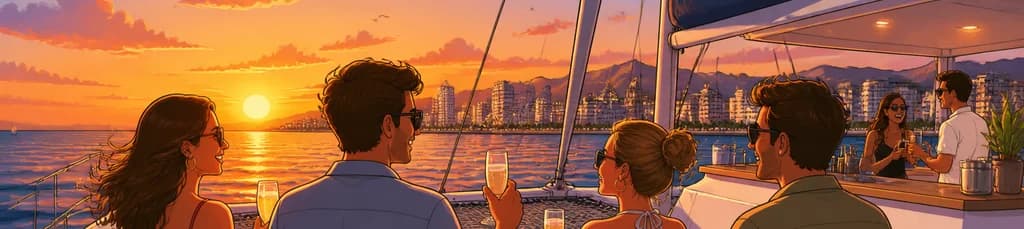 Crucero en catamarán al atardecer en Málaga con bebida incluida