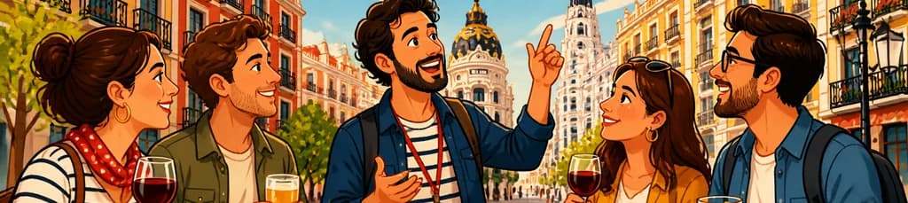 Recorrido a pie guiado por Madrid con degustación de tapas y bebidas