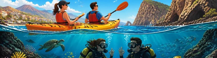Excursión guiada en kayak y submarinismo en Los Cristianos