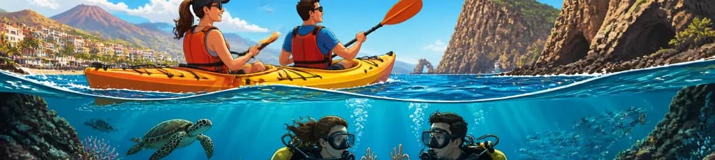 Excursión guiada en kayak y submarinismo en Los Cristianos