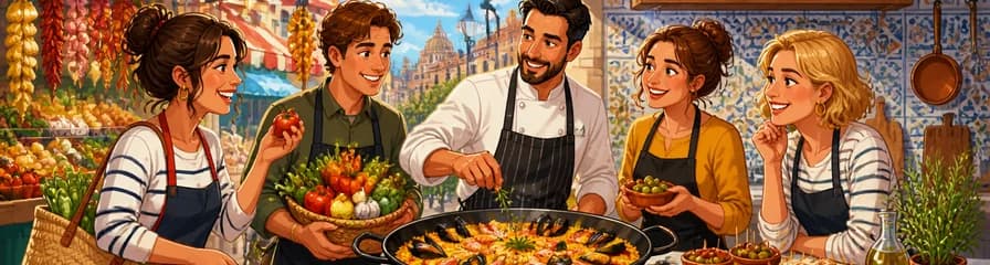 Madrid: Clase de Cocina de Paella y Tapas con Visita al Mercado