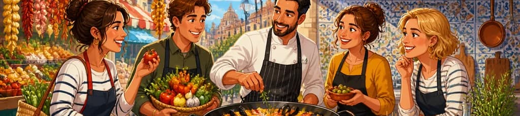 Madrid: Clase de Cocina de Paella y Tapas con Visita al Mercado