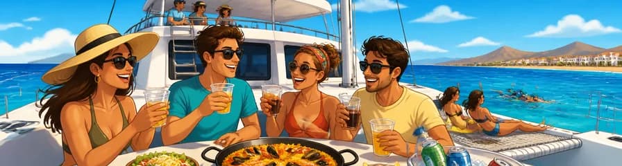 Crucero en Catamarán desde Caleta de Fuste: Almuerzo y Bebidas Ilimitadas Incluidos
