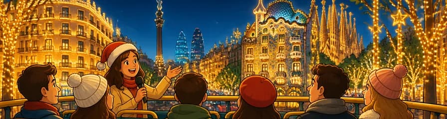 Tour guiado en autobús para ver las luces de Navidad en Barcelona