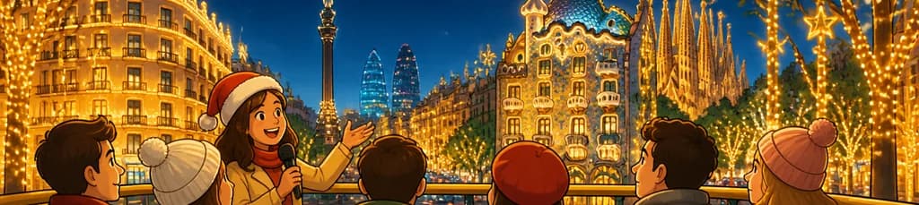 Tour guiado en autobús para ver las luces de Navidad en Barcelona