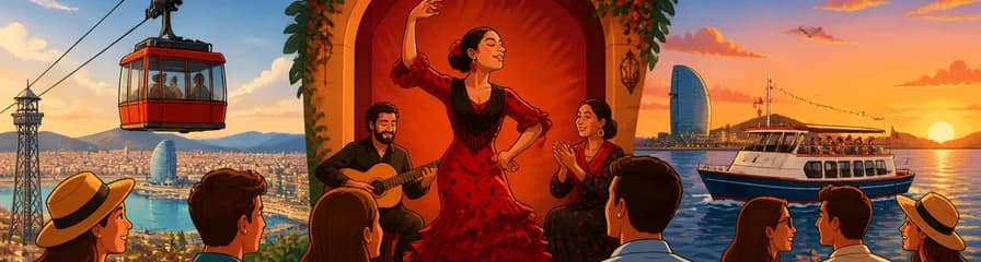 Paseo en el Teleférico de Barcelona, Espectáculo Flamenco y Travesía en Barco
