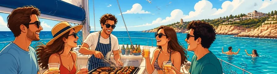 Travesía en catamarán por la Costa Daurada: almuerzo barbacoa, barra libre y parada para nadar